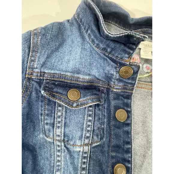 Garnet Hill Kids Jean Jacket with Embroidered Flowers Size Large - Picture 5 of 16
